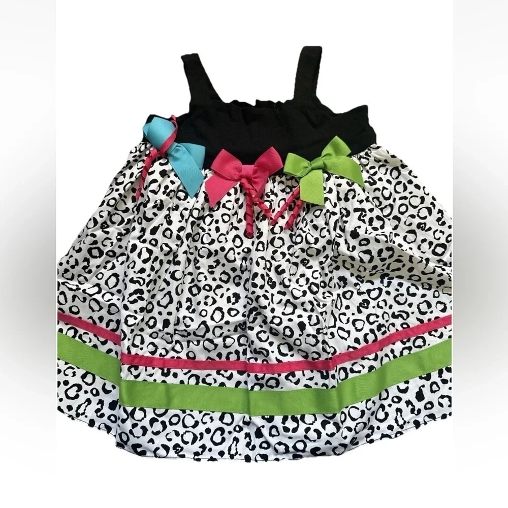 Girls Leopard Print Dress 4T  Colorfull Bows Good Lad Retail $35